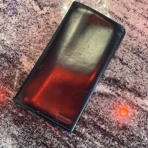 Coach Vintage Black and Tan Leather Card Holder Checkbook Wallet